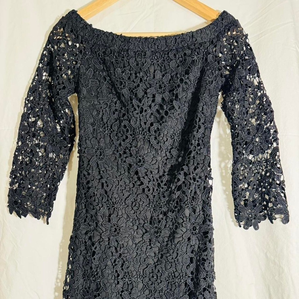 Bebe Black Floral Lace Off Shoulder Bodycon‎ Dress Size XS